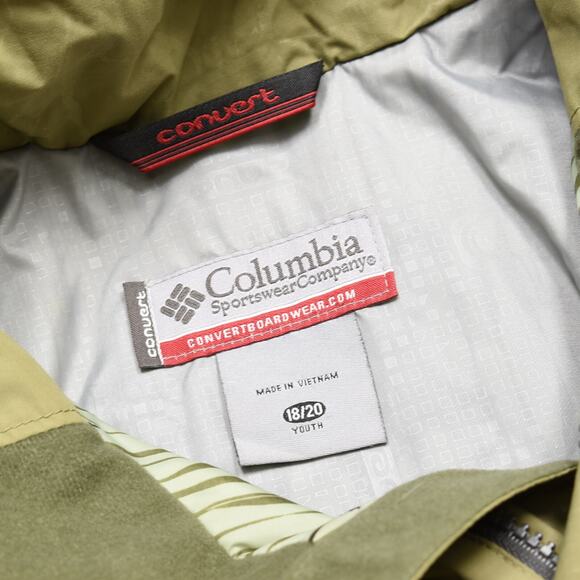 Columbia Convert Hooded Ski Snow Jacket Polyester Green Size 18/20 YOUTH Pockets - Picture 7 of 8